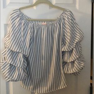 Trendy off the shoulder balloon sleeve shirt